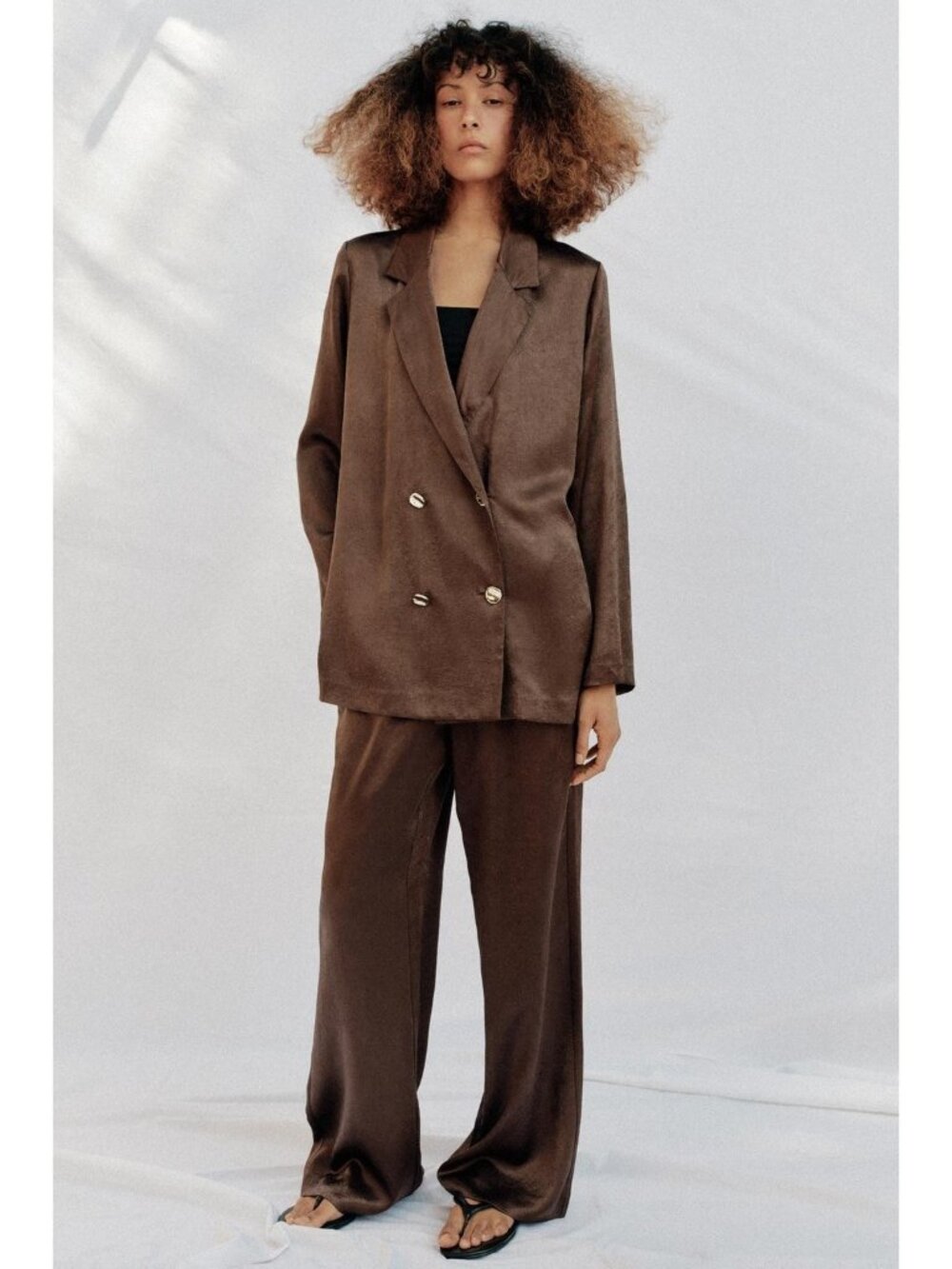 Zara Womens Wrinkled Effect Blazer Size XL Brown Double Breasted 4387/177 NWT